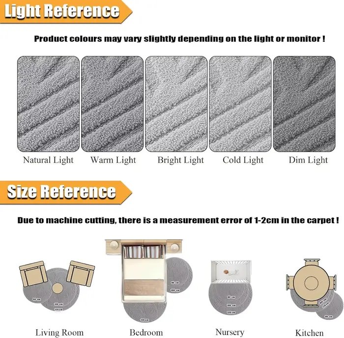 Tapis rond géométrique 3D – Polyester doux à poils longs et courts, lavable et antidérapant, tapis circulaire moderne pour salon, chambre, chambre d'enfant 60-120 cm