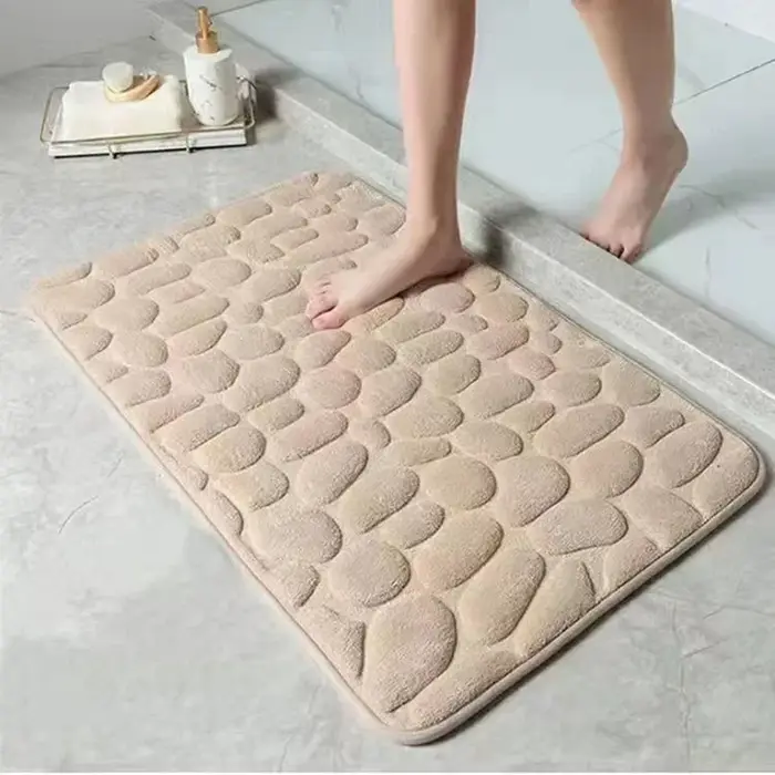Tapis de Bain en Relief 3D Antidérapant, Produit Absorbant, Lavable en Machine, vaccage Rapide