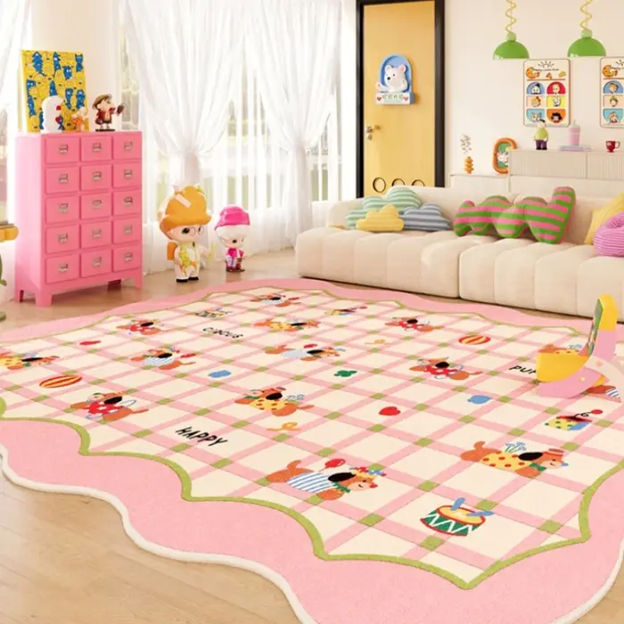 Tapis de décoration de chambre à coucher couleur Dopamine