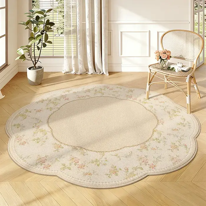 Tapis de forme irrégulière pour chambre à coucher