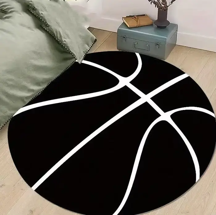 Tapis créatif noir et blanc à motif lettres pour chambre à coucher