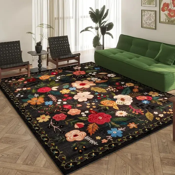 Tapis pour salon rétro Floral grande surface