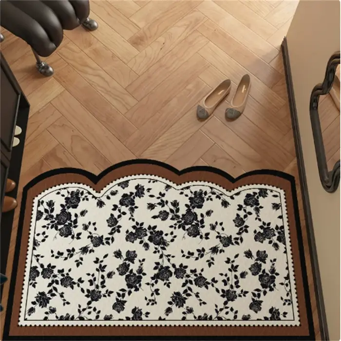 Tapis d'entrée de style français antique 40x60cm en terre de diatomée, anti-salissure, antidérapant,