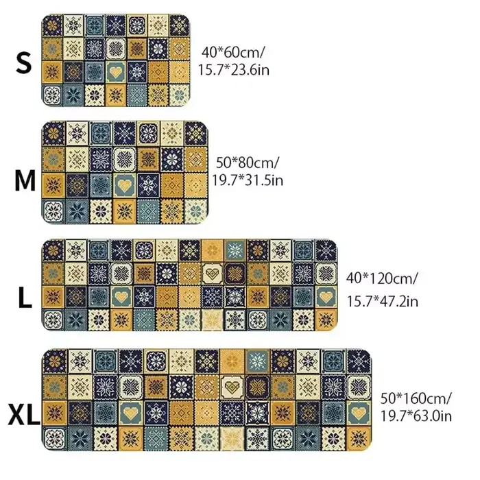 VIKAMA Tapis de cuisine marocain vintage antidérapant résistant à l'huile