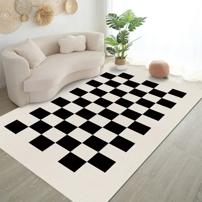 Tapis damier noir et blanc