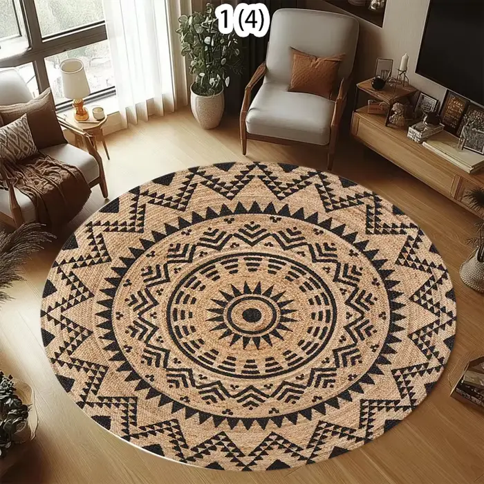 Tapis décoratif de style bohème simple pour la fête de Pâques, tapis circulaire imprimé persan pour