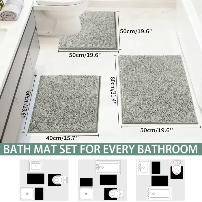 Ensemble de tapis de salle de bain absorbants