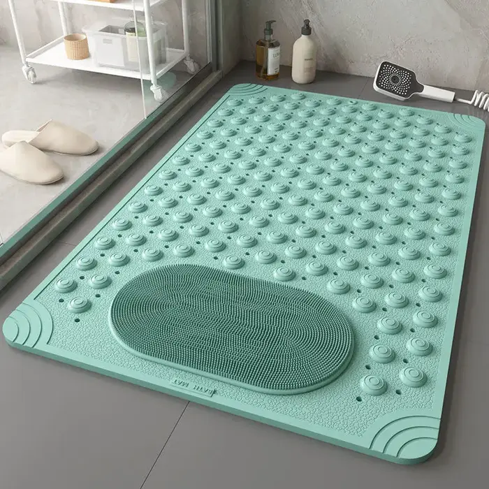 Tapis de douche antidérapant 2-en-1 avec brosse intégrée pour les pieds