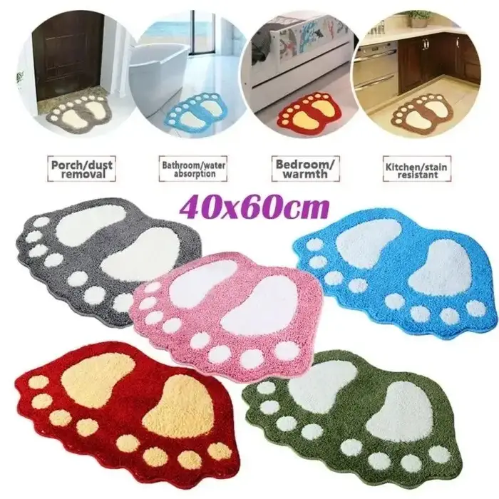 Tapis de bain à gros pieds avec empreintes mignonnes
