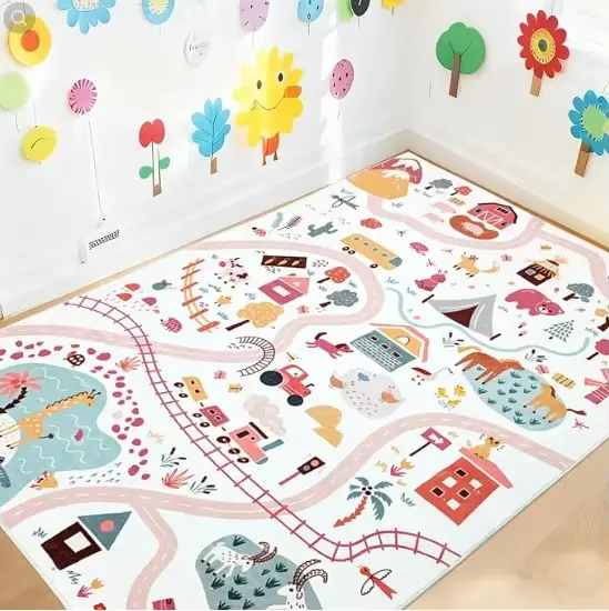 Tapis pour enfants, motif animaux de la ferme et de la forêt
