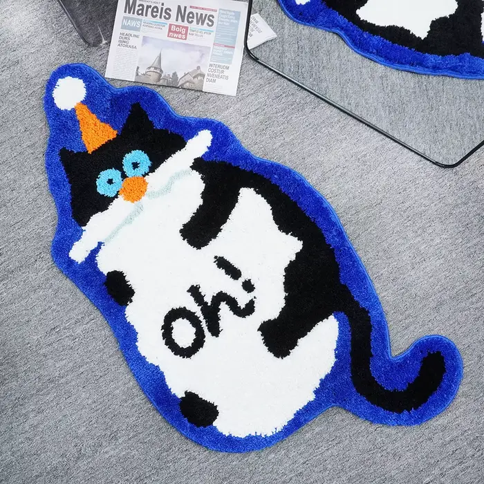 Tapis en peluche chat de dessin animé