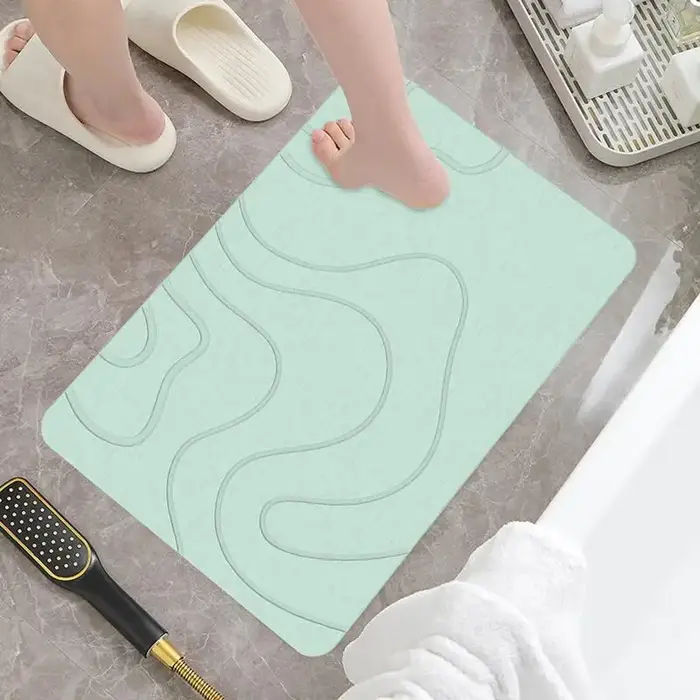 Tapis de bain en pierre de diatomite, tapis antidérapant pour porte de toilette, tapis d'entrée absorbant à séchage rapide