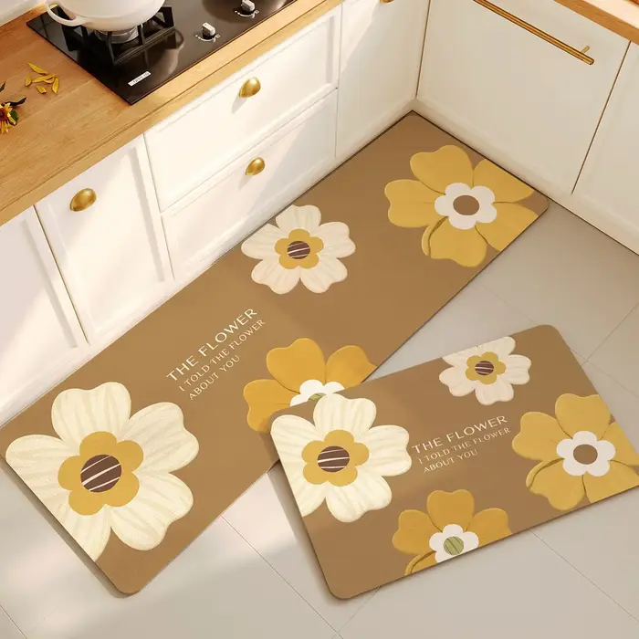 Nouveau tapis de sol de cuisine à motifs floraux
