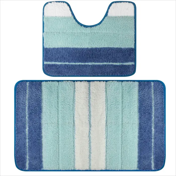 Ensemble de tapis de salle de bain 2 pièces en peluche Shaggy doux absorbant tapis de bain en microf