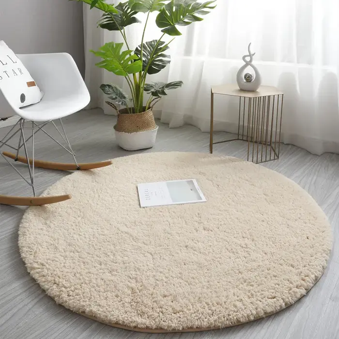 Tapis rond moelleux nordique pour chambre à coucher