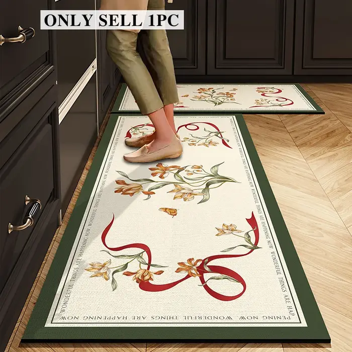 Tapis de cuisine imperméable en cuir PVC