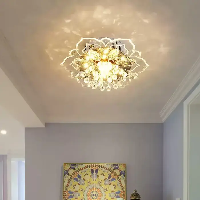Créatif LED plafonnier cristal fleur lustre chambre couloir salon suspension lampe chambre cuisine d