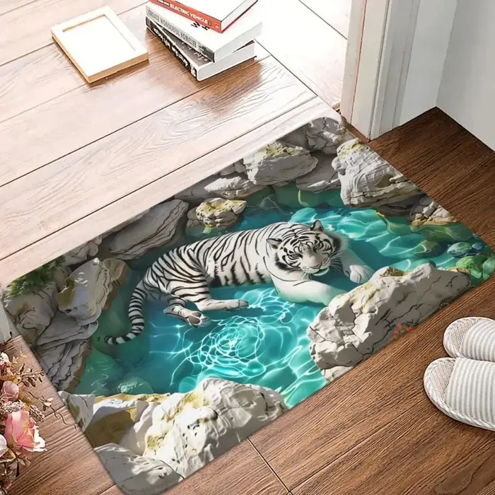 Tapis d'entrée antidérapant à motif animal marin