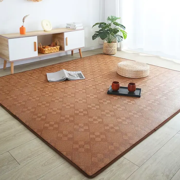 Tapis de tatami en rotin de bambou pour chambre à coucher, tapis de jeu pour enfants, polymère de co