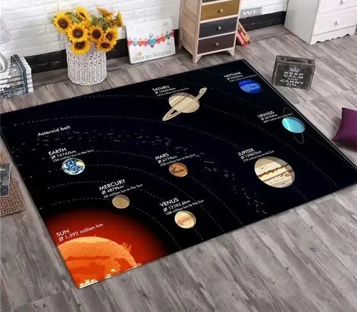 Tapis système solaire Planet Galaxy Design pour salon et chambre d'enfants