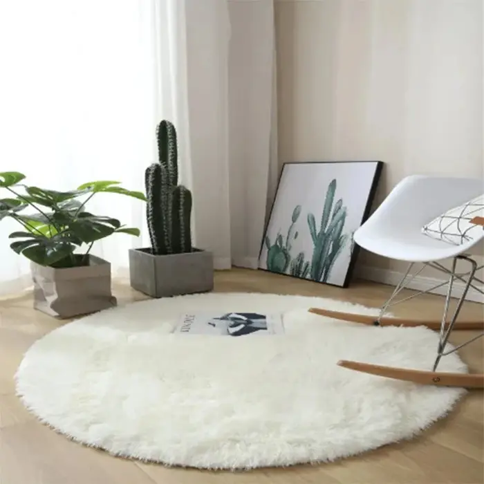 Tapis rond 11 couleurs pour chambre à coucher, tapis circulaire moelleux pour chambre d'enfant, tapi