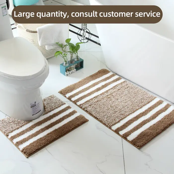 Ensemble de tapis de salle de bain rayé en microfibre