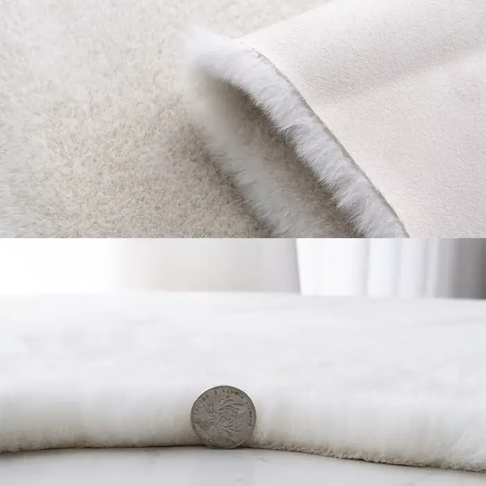 Tapis rond en fausse fourrure de lapin pour chambre à coucher