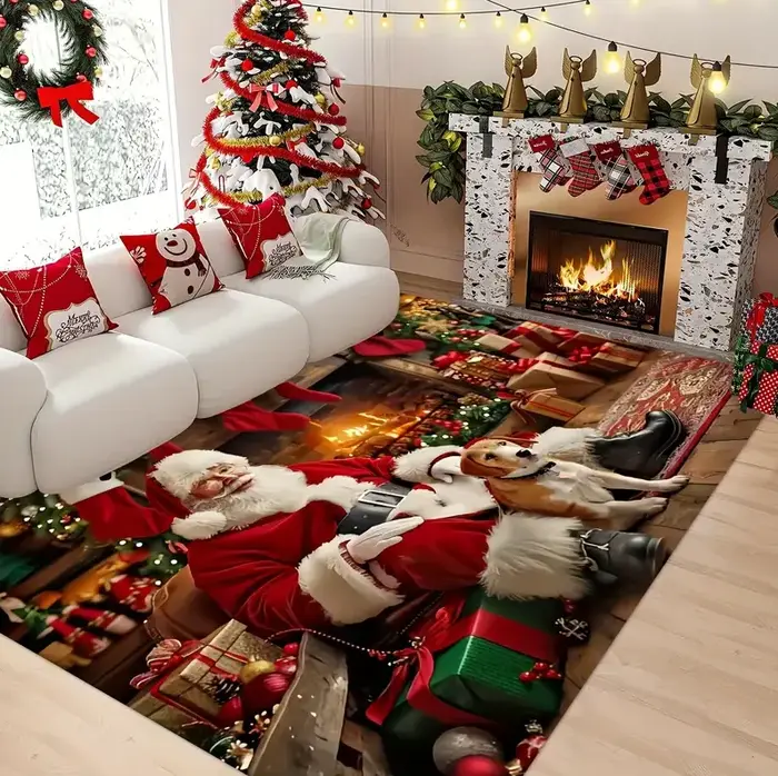 Tapis de zone de flocon de neige pour maison de noël