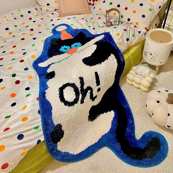 Tapis en peluche chat de dessin animé