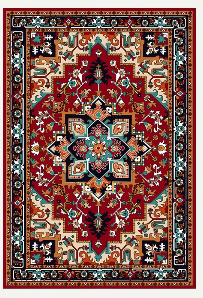 Tapis Design Vintage turc rouge pour salon