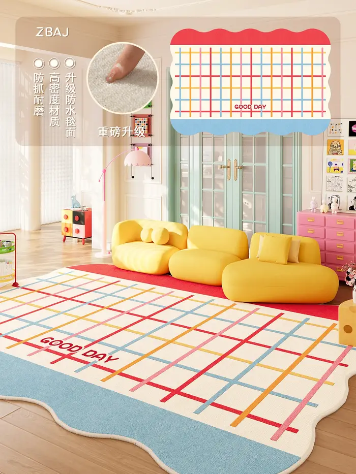 Tapis de décoration de chambre à coucher couleur Dopamine