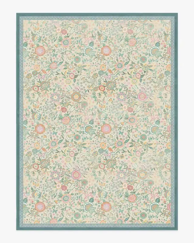 Tapis Bridgerton Royal Garden Ivory Jade pour salon, tapis multicolore Morris Fruit Blue, tapis déco