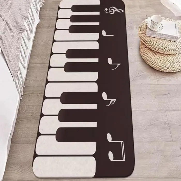 Noir blanc Piano chambre tapis cristal velours anti-dérapant