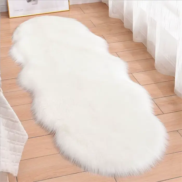 Tapis de chambre à coucher en laine artificielle, 45x120cm