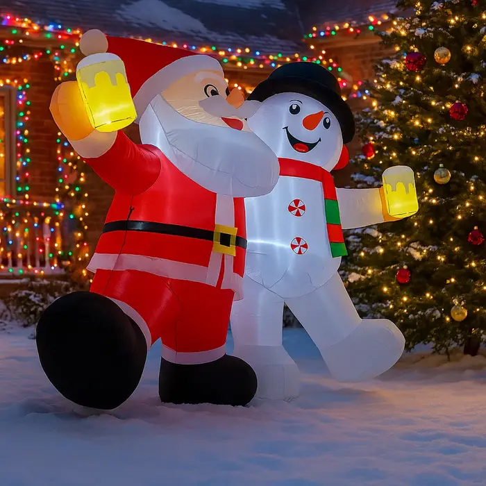 Lumières gonflables du père noël et du bonhomme de neige
