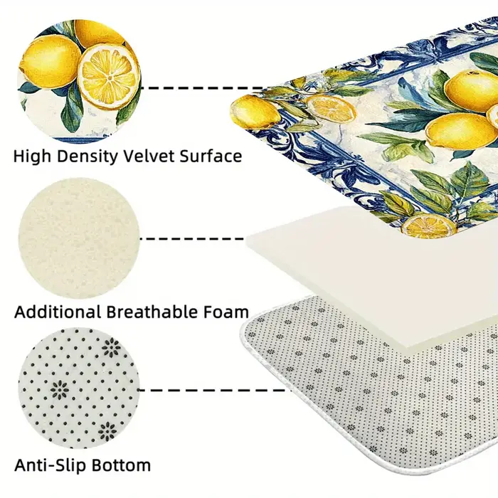 Ensemble de tapis de cuisine VIKAMA Mediterranean French Lemon