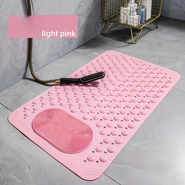 Tapis de douche antidérapant 2-en-1 avec brosse intégrée pour les pieds