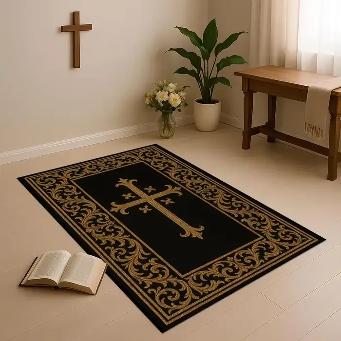 Tapis croisé Vintage, motif doré, rouge et noir, décor de sol pour salon, décoration de la maison, t