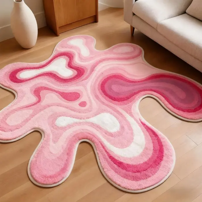 Tapis de forme irrégulière pour chambre à coucher, dégradé de couleur, décoration de salon, en peluc