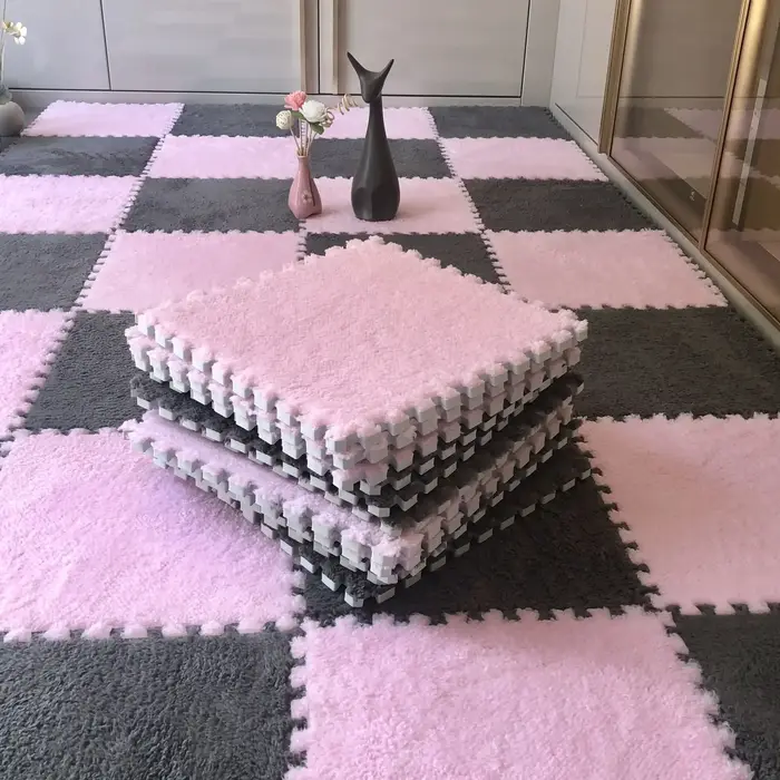 Lea-Tapis en peluche souple pour enfants, tapis de puzzle en polymères, virus chauds, carreaux d'exe