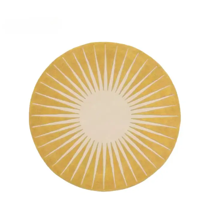 VIKAMA – tapis rond tournesol, couleurs contrastées, doux pour la peau, à poils courts, pour salon,