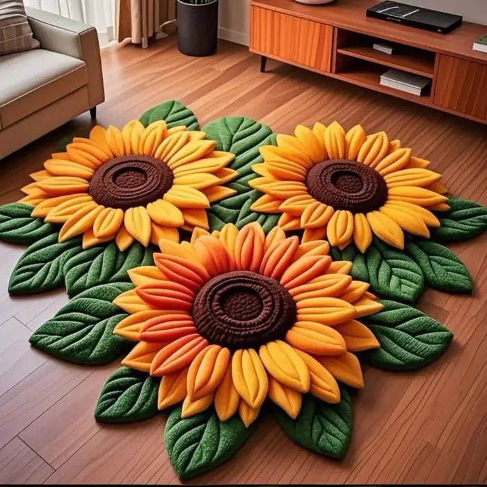 Tapis de sol en forme de tournesol durable, antidérapant, absorbant, doux, 60x60cm, pour porte et dé