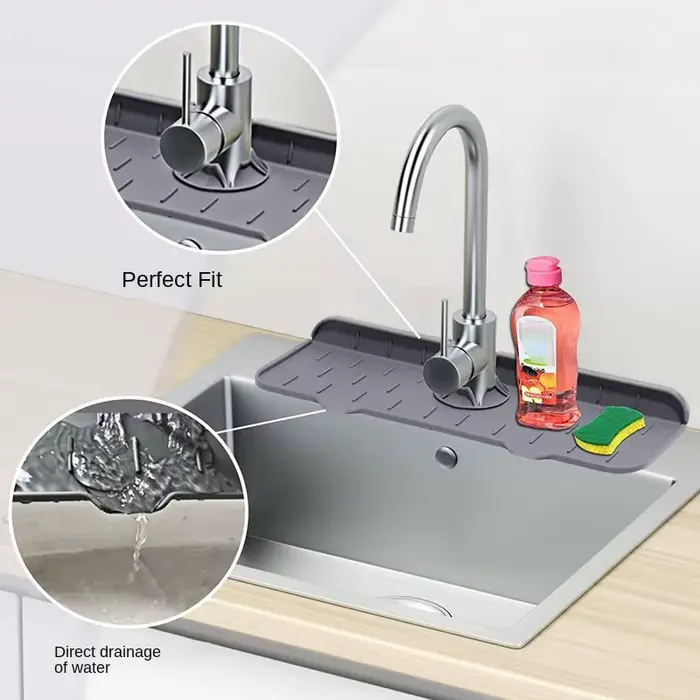 Tapis absorbant en Silicone pour robinet de cuisine, protection contre les éclaboussures d'évier, tampon de vidange d'eau, protection de comptoir, coussin de Table, tapis de Place pour salle de bains