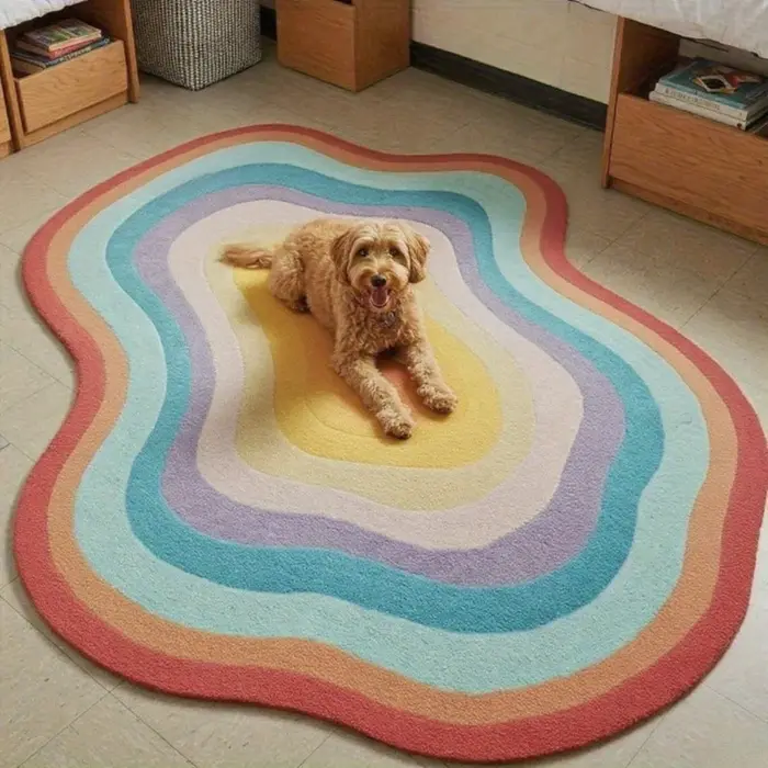 Tapis irrégulier couleur Dopamine