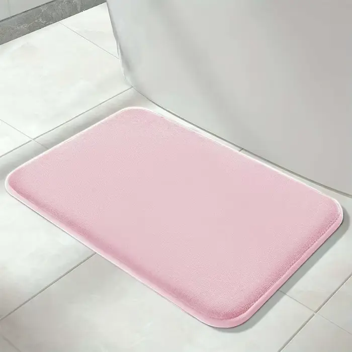 Tapis de sol épais en flanelle absorbante de couleur unie pour salle de bain
