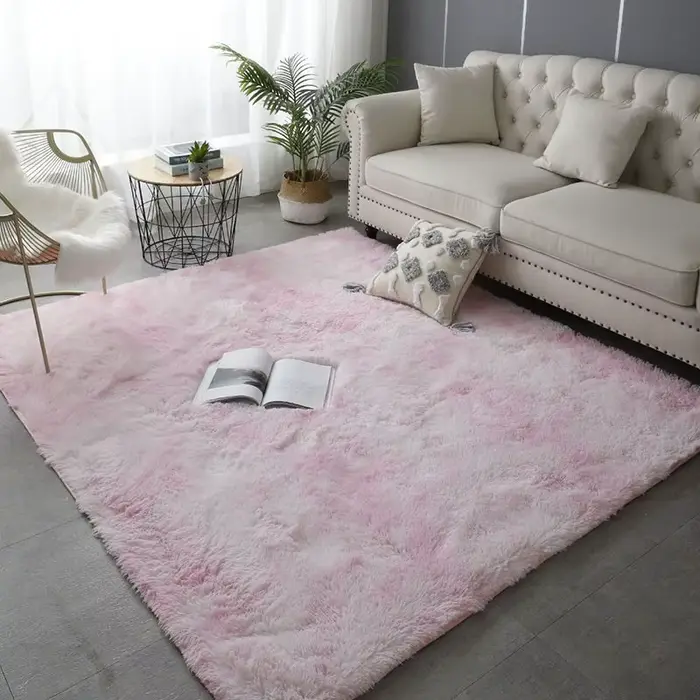 Tapis de grande taille en peluche lea pour salon, sol de chambre à coucher, polymères moelleux, anti