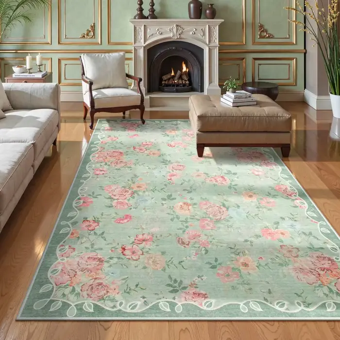 Tapis de jardin de roses à fleurs Vintage romantique