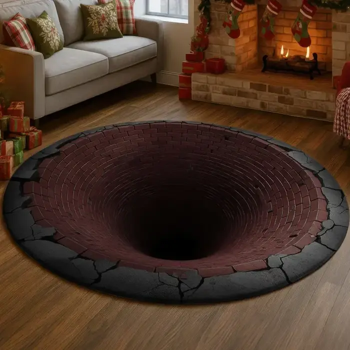 Tapis 3D tapis rond grand tapis de fissure tapis à trous profonds tapis d'illusion tapis de fissure
