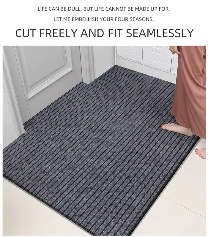 Tapis de couloir à fond en caoutchouc rayé de grande taille