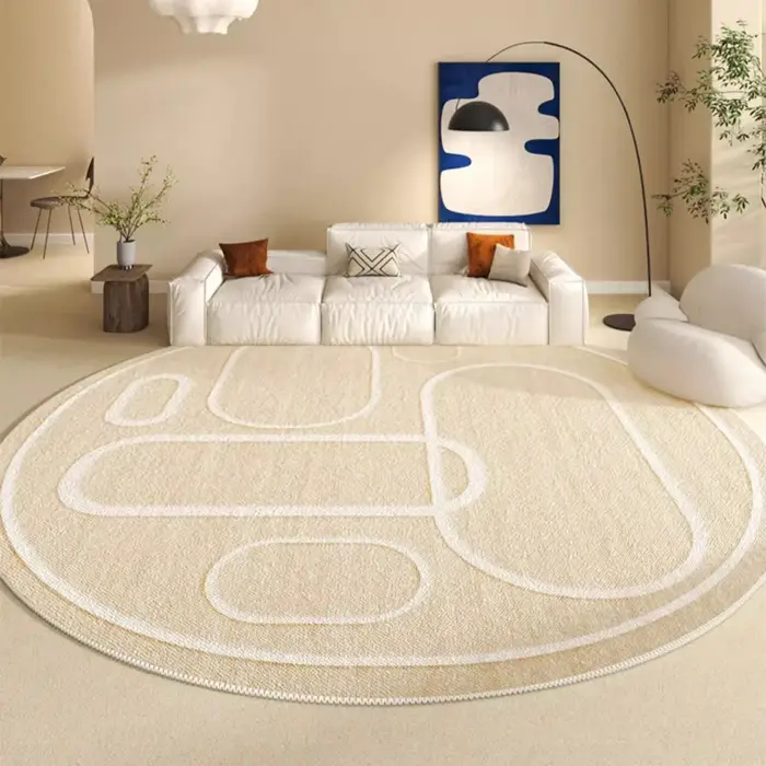 Tapis rond Beige de grande taille